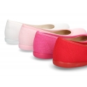 Cotton dress canvas Ballet flat shoes with elastic design for girls.