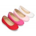 Cotton dress canvas Ballet flat shoes with elastic design for girls.