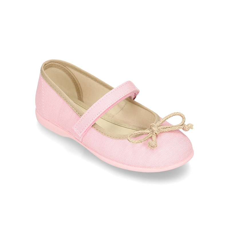 Zapatos Merceditas Con Lazo Y Velcro Para Niñas - Color Sólido, Tacón De 1cm