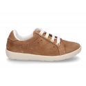 New Casual suede leather Tennis shoes with shoelaces closure.