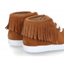 New Casual little ankle boot shoes with fringed design and sneaker style soles.