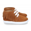 New Casual little ankle boot shoes with fringed design and sneaker style soles.