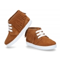 New Casual little ankle boot shoes with fringed design and sneaker style soles.