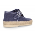 Cotton canvas T-Strap shoes espadrille style for babies.