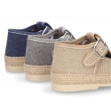 Cotton canvas T-Strap shoes espadrille style for babies.