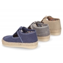 Cotton canvas T-Strap shoes espadrille style for babies.