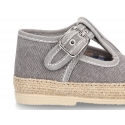 Cotton canvas T-Strap shoes espadrille style for babies.