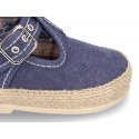 Cotton canvas T-Strap shoes espadrille style for babies.