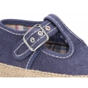 Cotton canvas T-Strap shoes espadrille style for babies.