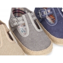 Cotton canvas T-Strap shoes espadrille style for babies.