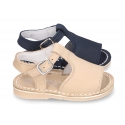 Nobuck leather kids Sandal shoes Menorquina style with SUPER FLEXIBLE soles.