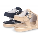 Nobuck leather kids Sandal shoes Menorquina style with SUPER FLEXIBLE soles.