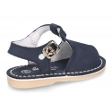 Nobuck leather kids Sandal shoes Menorquina style with SUPER FLEXIBLE soles.