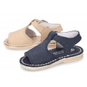 Nobuck leather kids Sandal shoes Menorquina style with SUPER FLEXIBLE soles.