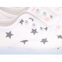 Cotton Canvas bamba shoes with elastic band and stars print.