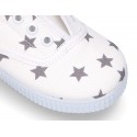 Cotton Canvas bamba shoes with elastic band and stars print.