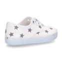 Cotton Canvas bamba shoes with elastic band and stars print.