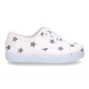 Cotton Canvas bamba shoes with elastic band and stars print.