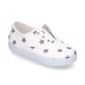 Cotton Canvas bamba shoes with elastic band and stars print.