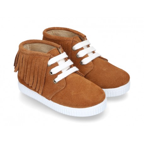 New Casual little ankle boot shoes with fringed design and sneaker style soles.