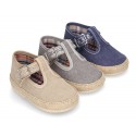 Cotton canvas T-Strap shoes espadrille style for babies.