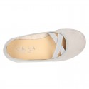 New spring summer canvas ballet flats dancer style with elastic crossed bands.