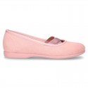 New spring summer canvas ballet flats dancer style with elastic crossed bands.