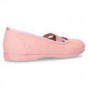 New spring summer canvas ballet flats dancer style with elastic crossed bands.