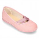 New spring summer canvas ballet flats dancer style with elastic crossed bands.