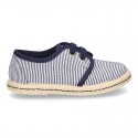 Stripes print Cotton canvas Laces up shoes espadrille style.