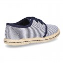 Stripes print Cotton canvas Laces up shoes espadrille style.