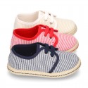 Stripes print Cotton canvas Laces up shoes espadrille style.