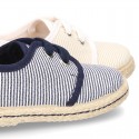 Stripes print Cotton canvas Laces up shoes espadrille style.