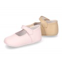 Soft Nappa leather little Mary Jane shoes with button for baby.