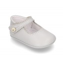 Soft Nappa leather little Mary Jane shoes with button for baby.