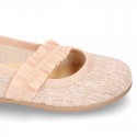 New Linen canvas little Ballet flat shoes with elastic band.