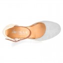 Classic Suede leather wedge sandals espadrille shoes .