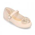 New spring summer canvas Mary Janes with FLOWER design.