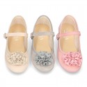 New spring summer canvas Mary Janes with FLOWER design.