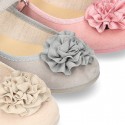 New spring summer canvas Mary Janes with FLOWER design.