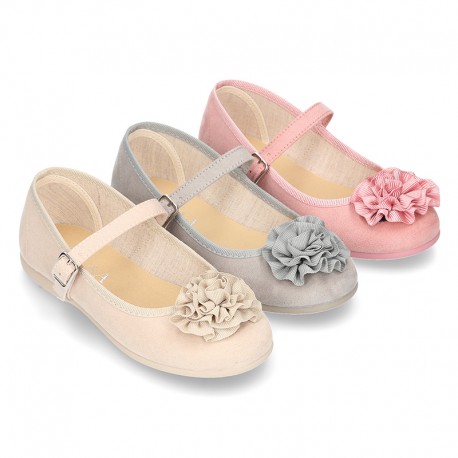 New spring summer canvas Mary Janes with FLOWER design.