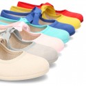 New Spring summer canvas ballet flat angel style.