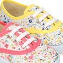 Cotton canvas Bamba shoes with English flower design.