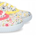 Cotton canvas Bamba shoes with English flower design.