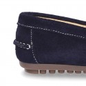 Suede leather moccasin shoes with TASSELS and driver type Outsole for toddler boys.