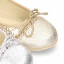 Little metal canvas Ballet flat shoes with sequins design.