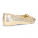 Little metal canvas Ballet flat shoes with sequins design.