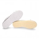 Little metal canvas Ballet flat shoes with sequins design.