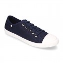 Cotton Canvas BAMBA type shoes with ties closure and toe cap.