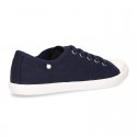 Cotton Canvas BAMBA type shoes with ties closure and toe cap.